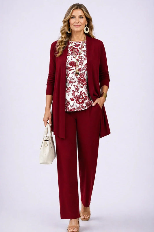 Holly | Burgundy Floral Three-Piece Set
