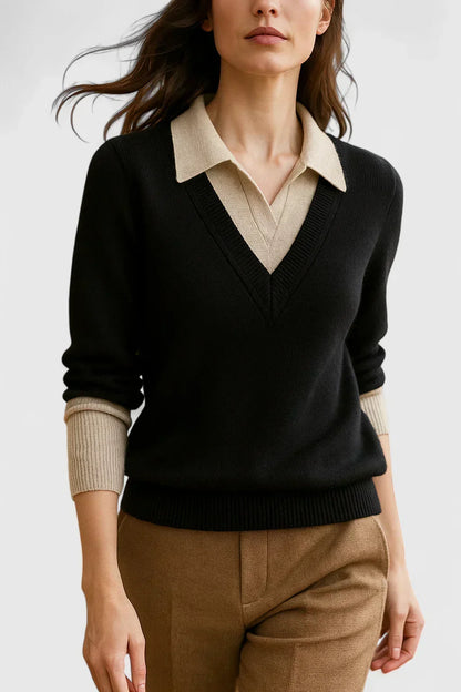Pauline | Collared V-Neck Sweater