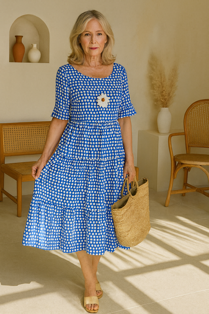 IRIS | SABLE SHORT-SLEEVE MIDI DRESS