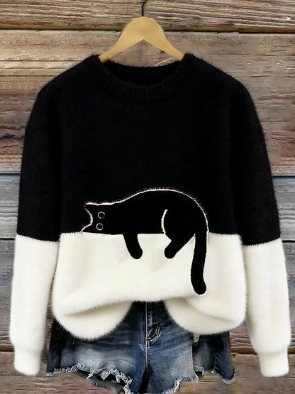 Aoibhe | The Cat Print Oversized Sweater