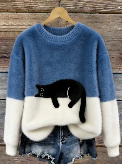 Aoibhe | The Cat Print Oversized Sweater