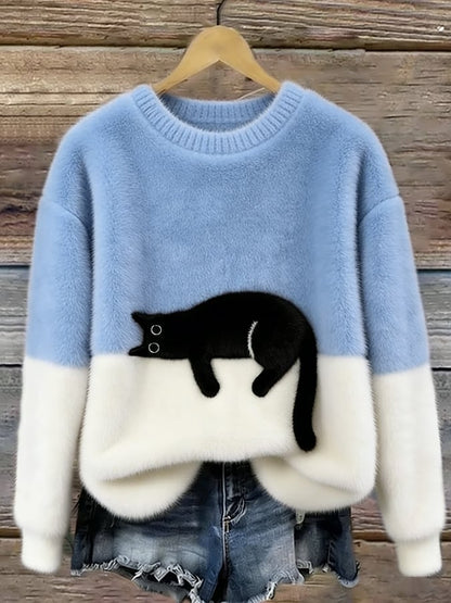 Aoibhe | The Cat Print Oversized Sweater