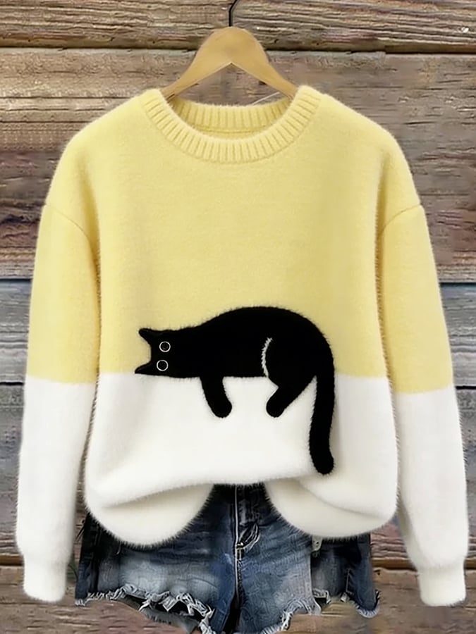Aoibhe | The Cat Print Oversized Sweater
