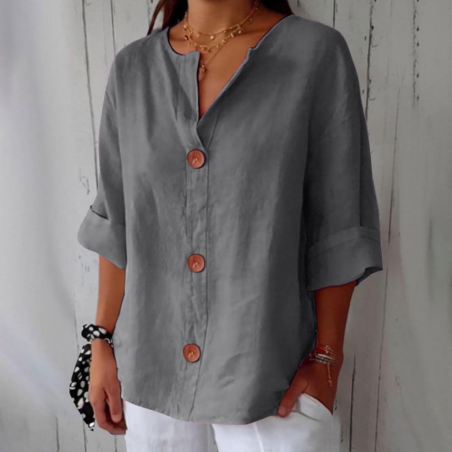 Maeve | V-Neck Linen Blend Shirt