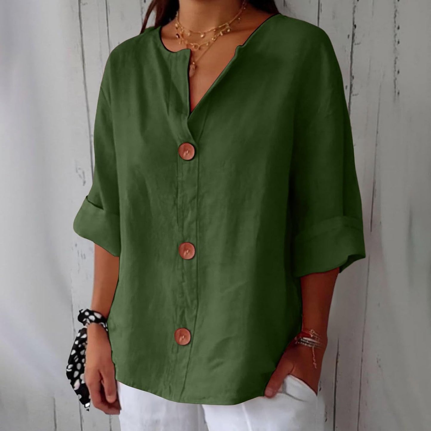 Maeve | V-Neck Linen Blend Shirt
