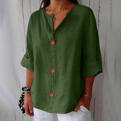 Maeve | V-Neck Linen Blend Shirt