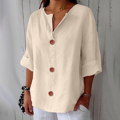 Maeve | V-Neck Linen Blend Shirt