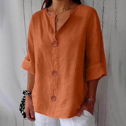 Maeve | V-Neck Linen Blend Shirt