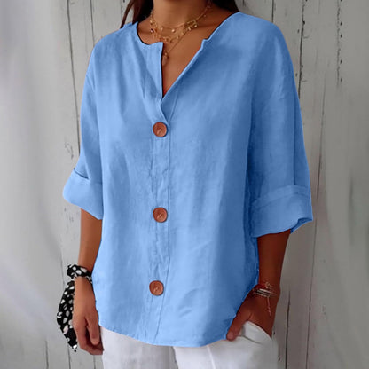 Maeve | V-Neck Linen Blend Shirt