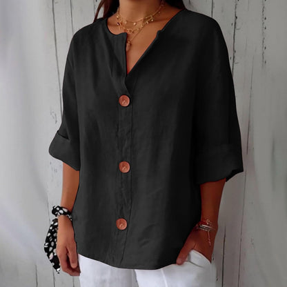 Maeve | V-Neck Linen Blend Shirt