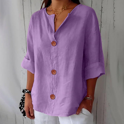 Maeve | V-Neck Linen Blend Shirt