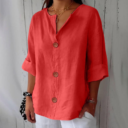 Maeve | V-Neck Linen Blend Shirt
