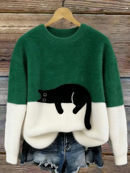 Aoibhe | The Cat Print Oversized Sweater