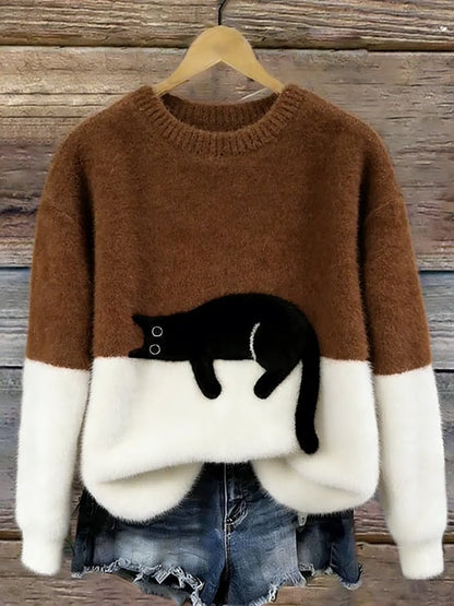 Aoibhe | The Cat Print Oversized Sweater