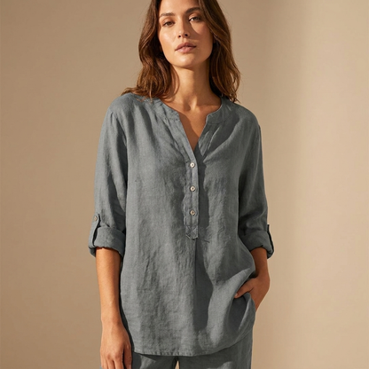 Rose– Oversized Blouse with V-neck and Buttons