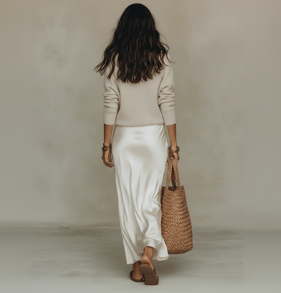 Rose – Satin midi dress with jumper included