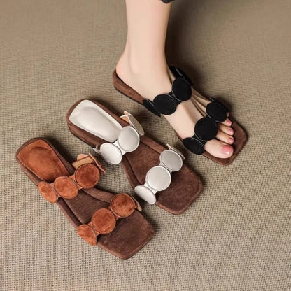 Aurelia Croc-Embossed Leather Mules