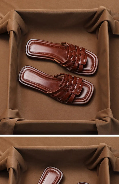 Naples Italian Leather Slides
