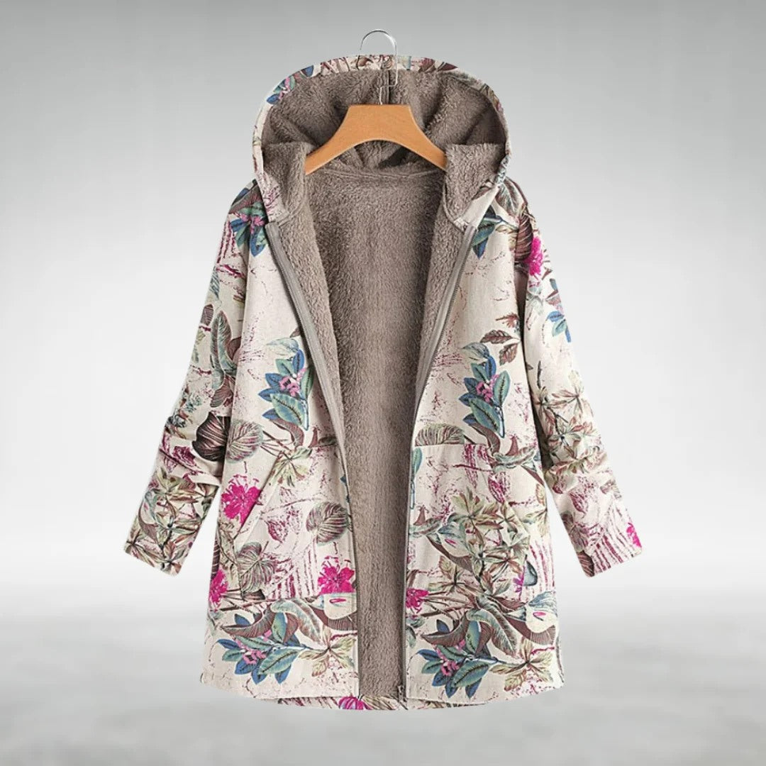 Niamh floral teddy-lined jacket white