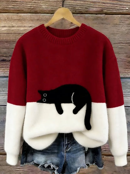 Aoibhe | The Cat Print Oversized Sweater