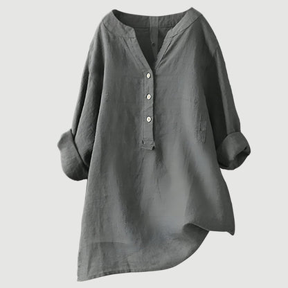 Rose– Oversized Blouse with V-neck and Buttons