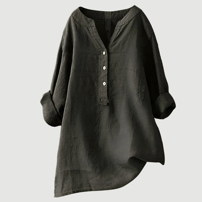 Rose– Oversized Blouse with V-neck and Buttons
