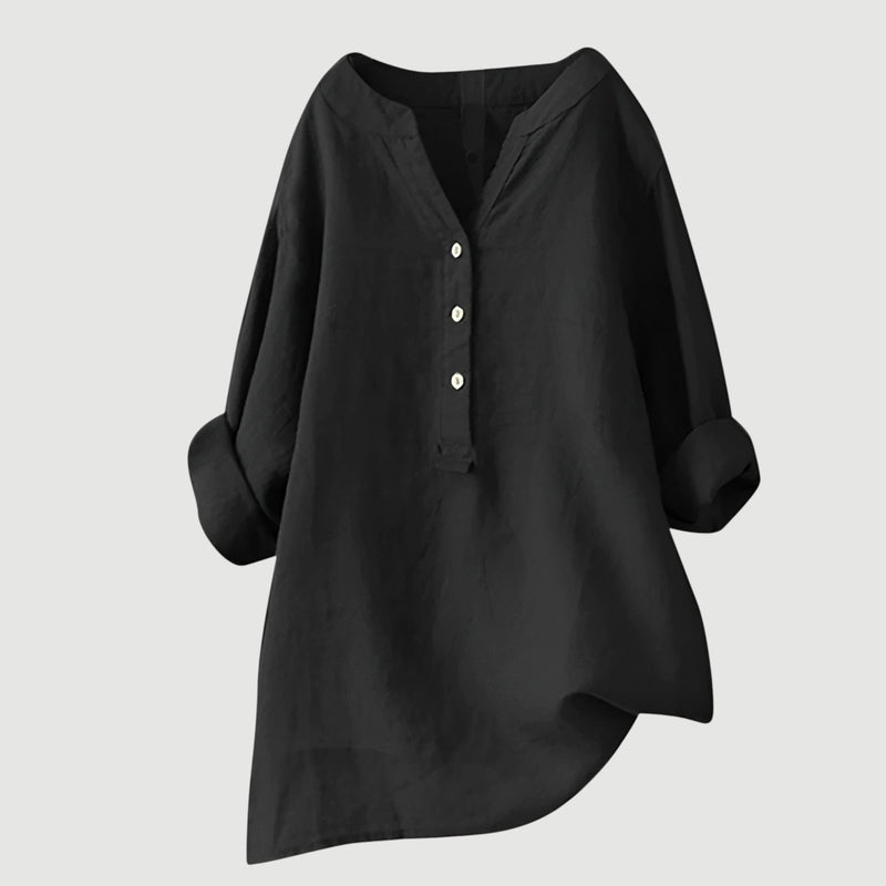 Rose– Oversized Blouse with V-neck and Buttons