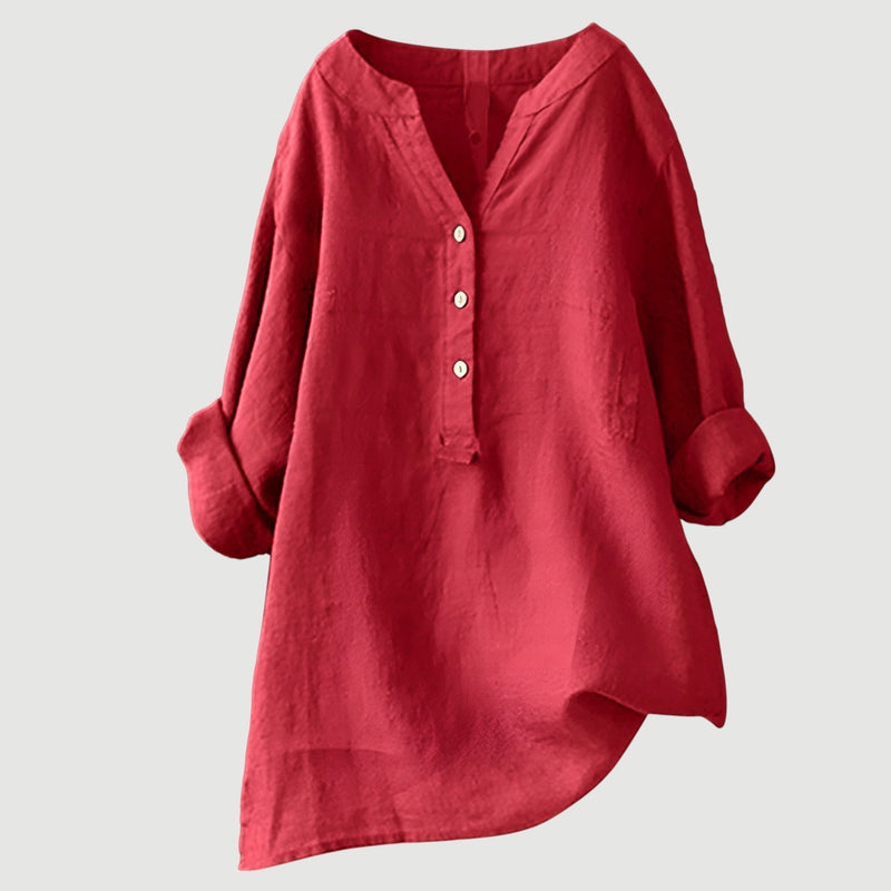 Rose– Oversized Blouse with V-neck and Buttons