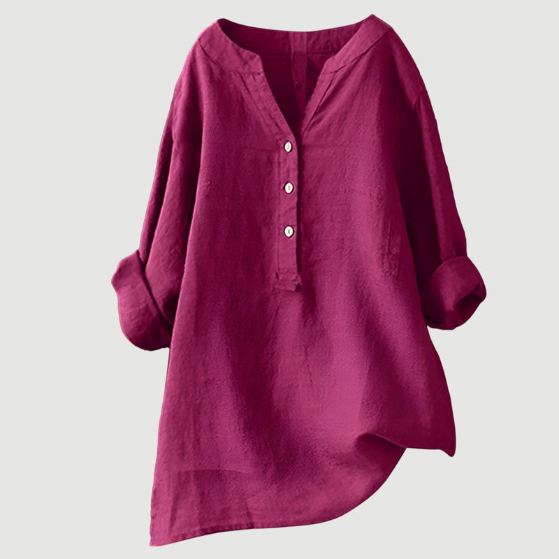 Rose– Oversized Blouse with V-neck and Buttons