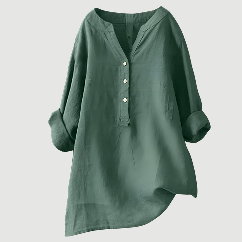 Rose– Oversized Blouse with V-neck and Buttons