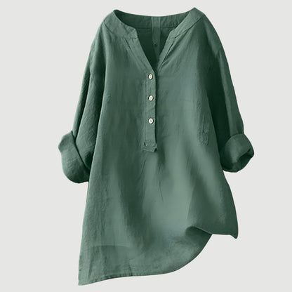 Rose– Oversized Blouse with V-neck and Buttons