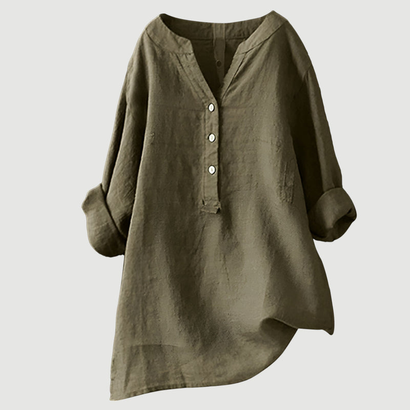 Rose– Oversized Blouse with V-neck and Buttons