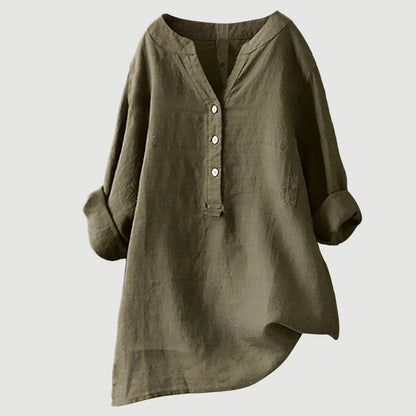 Rose– Oversized Blouse with V-neck and Buttons