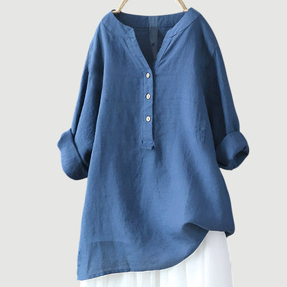 Rose– Oversized Blouse with V-neck and Buttons