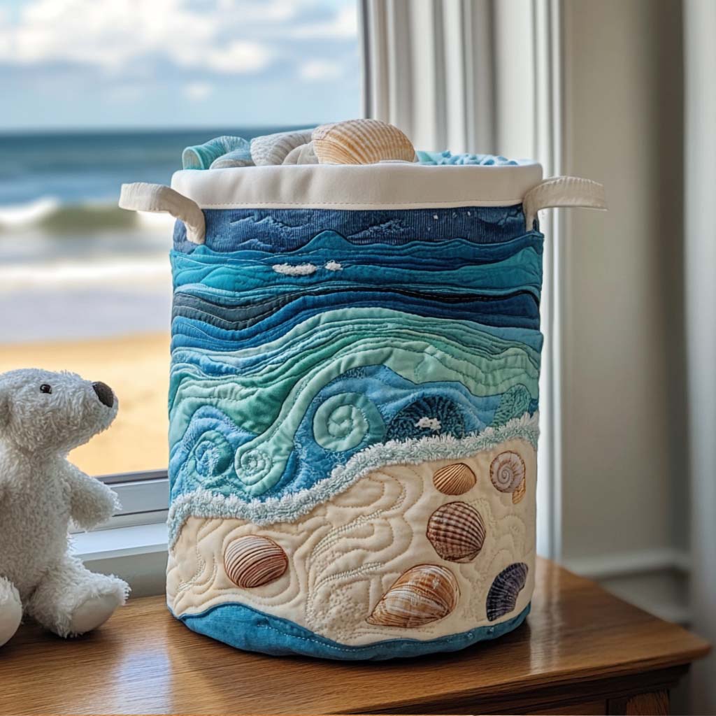Seashella | Hand-Quilted Laundry Basket