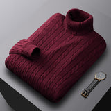 Men's Cable Knit Turtleneck Sweater