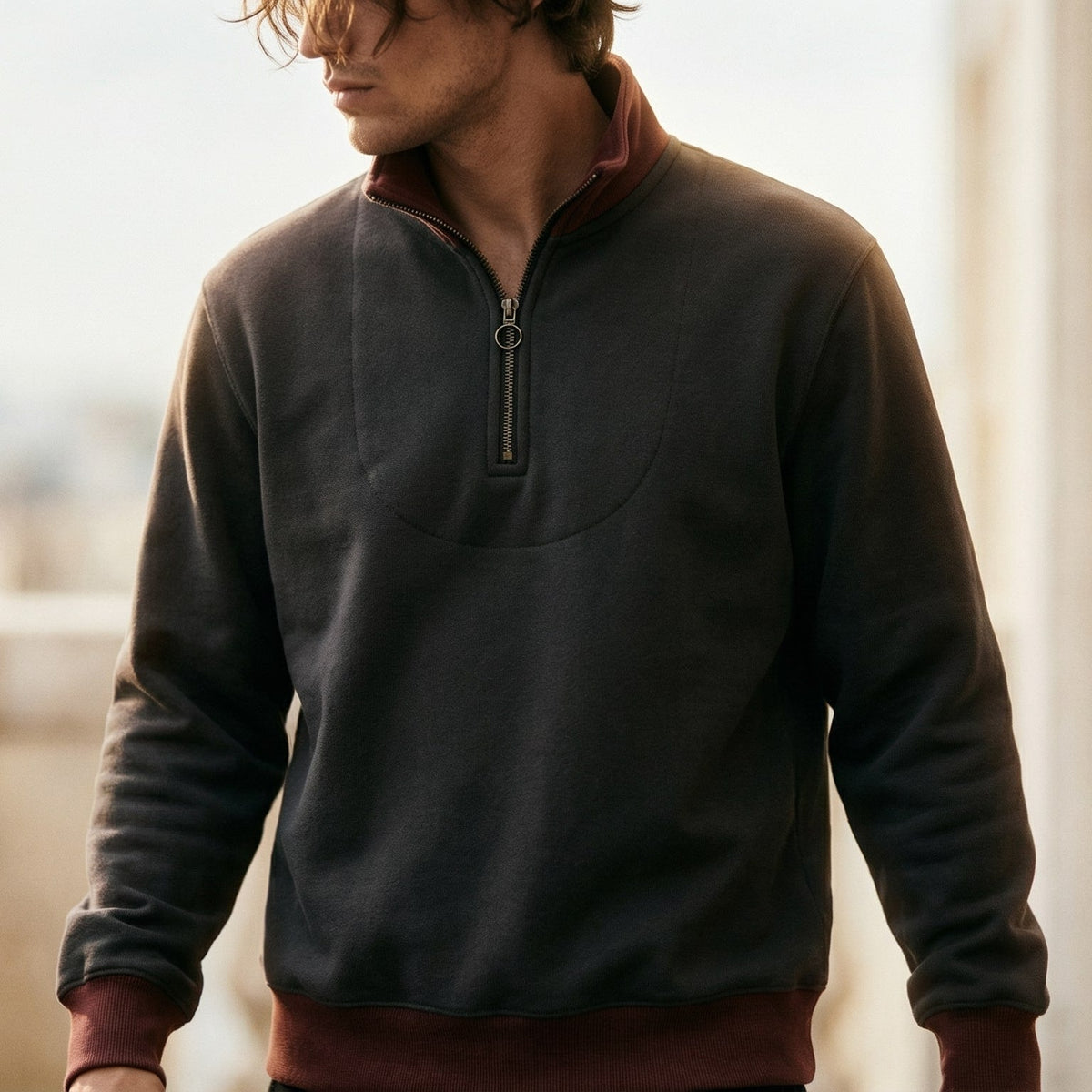 Men's Quarter Zip Pullover Sweater