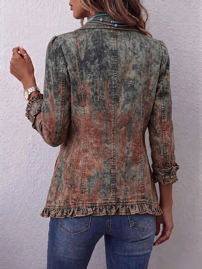Benita | Textured Gradient Jacket with Ruffles
