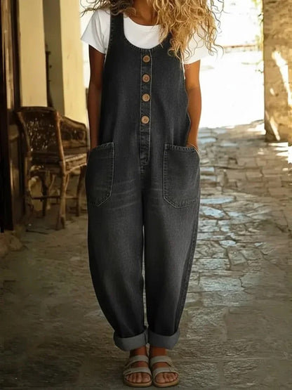 Margaret - Vintage Soft Cotton Denim-Look Overall