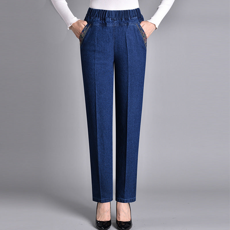 Anna – Women’s jeans with side pockets and an elasticated waist