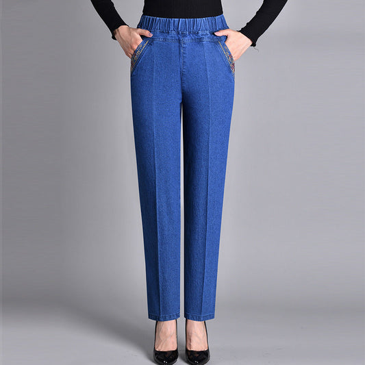 Anna – Women’s jeans with side pockets and an elasticated waist